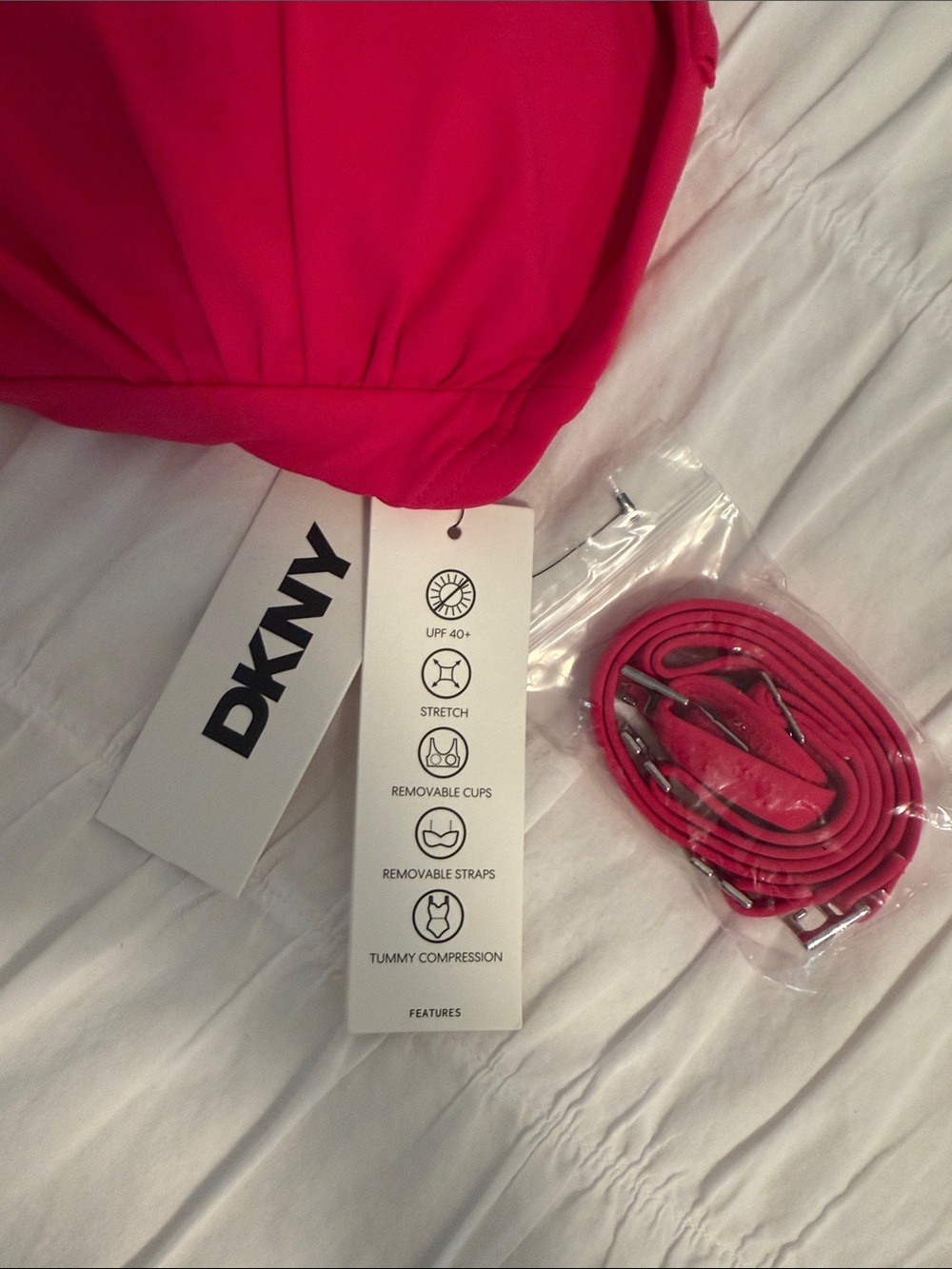 DKNY Bright Fuchsia Strapless One-Piece Swimsuit - Picture 3 of 3